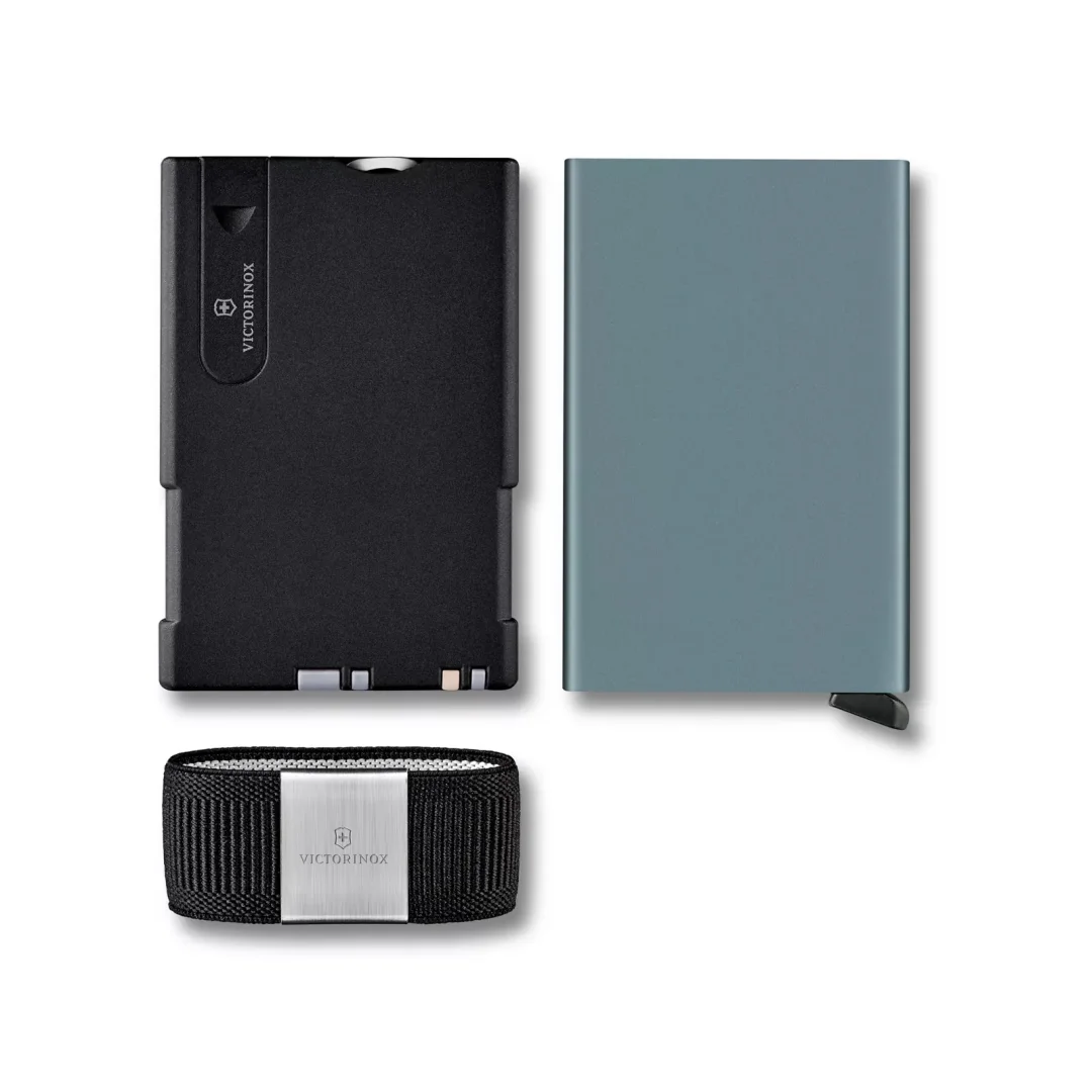 Cartera Tarjetero De Aluminio Victorinox Smart Card Wallet Con Navaja - Gris