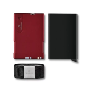 Cartera Tarjetero De Aluminio Victorinox Smart Card Wallet Con Navaja - Rojo