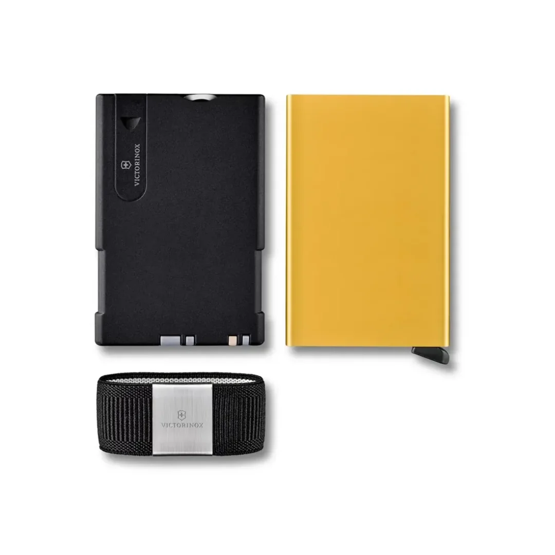 Cartera Tarjetero De Aluminio Victorinox Smart Card Wallet Con Navaja - Amarillo