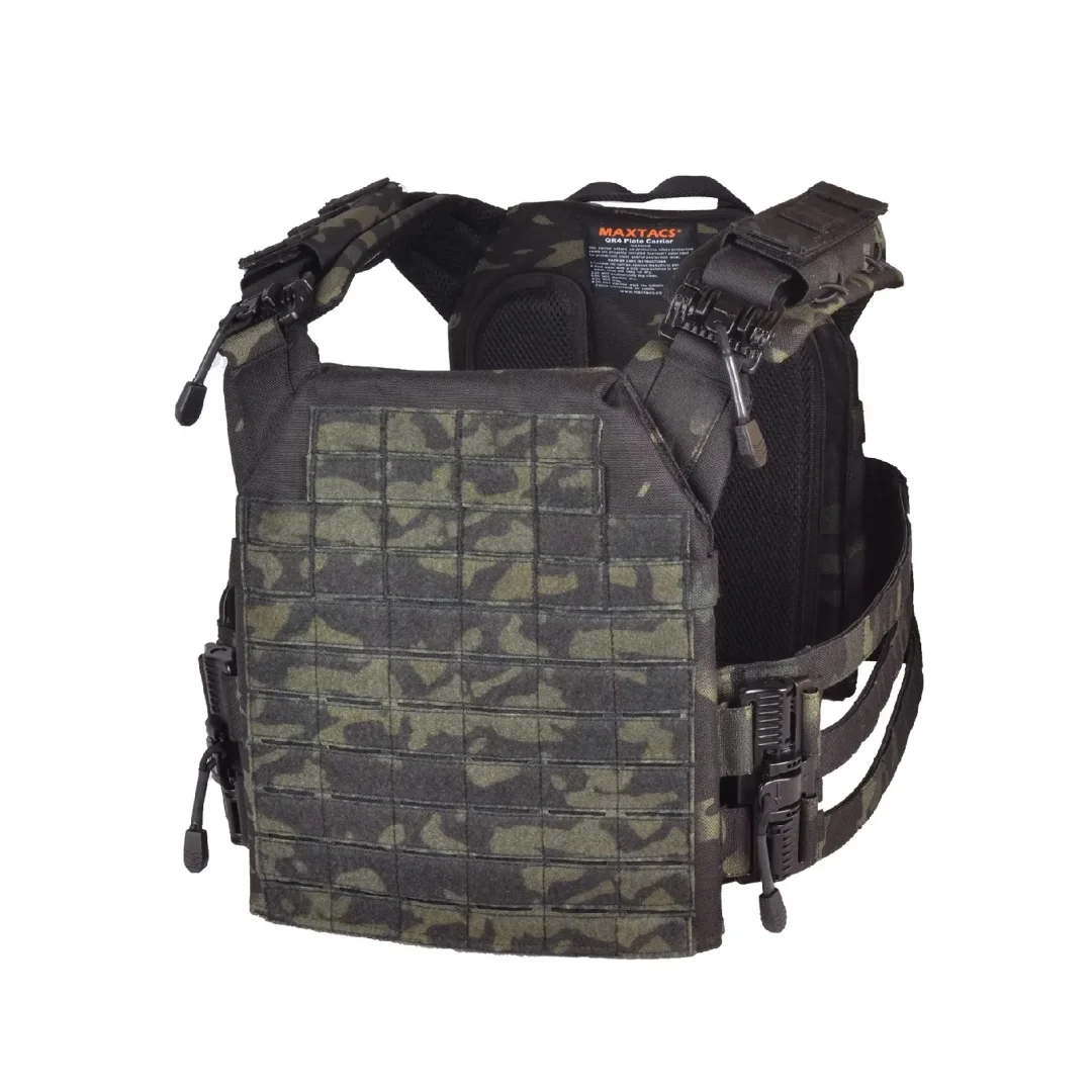 Chaleco Tactico Porta Placas Con Liberacion Rapida Maxtacs Modelo Qr4 - Negro Multicam