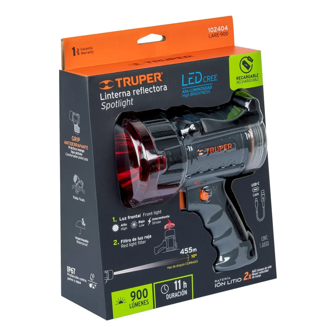 Faro Truper Recargable De Led De 900 Lumenes Lare-900 102404