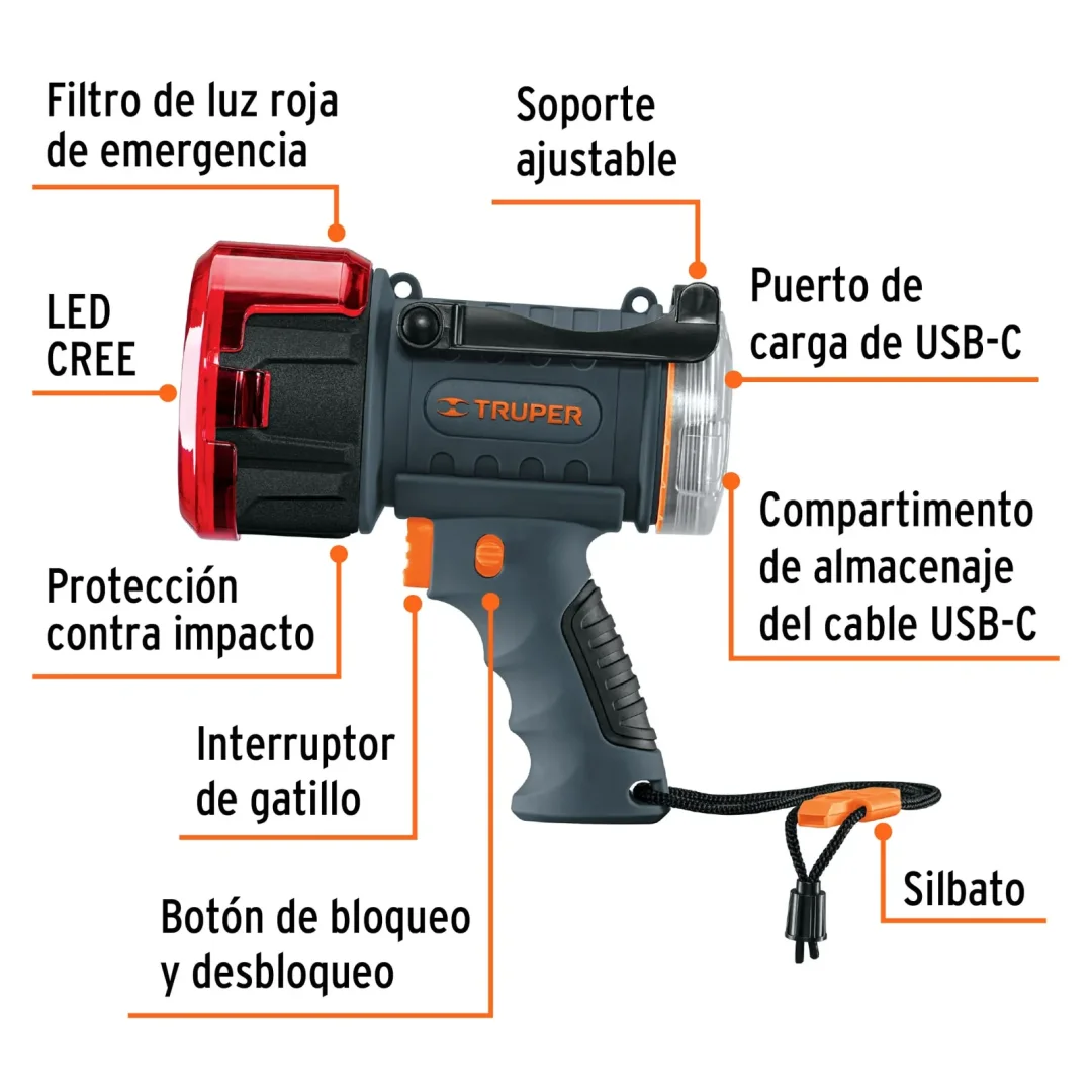Faro Truper Recargable De Led De 900 Lumenes Lare-900 102404