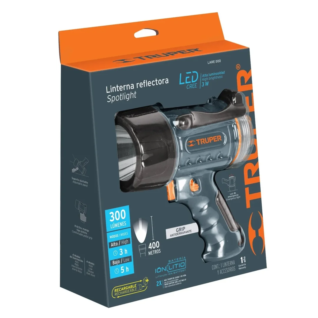 Faro Truper Recargable De Led De 300 Lumenes Lare-300 12983
