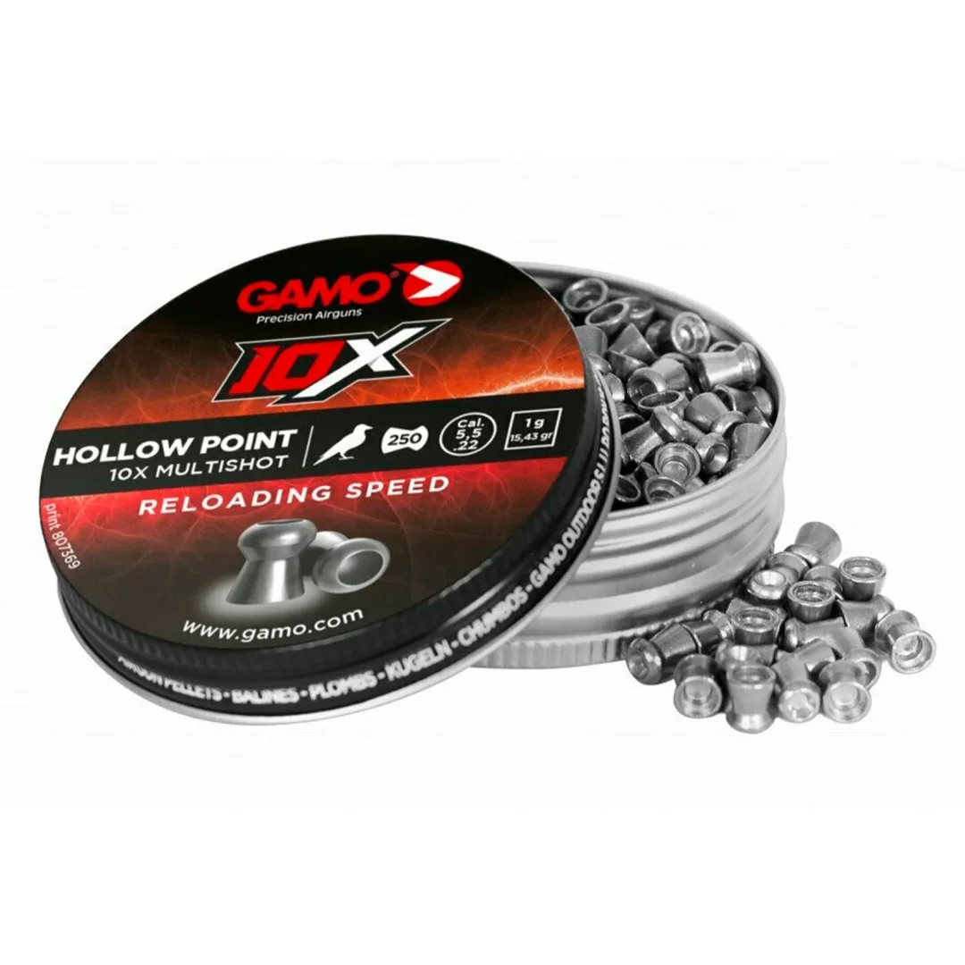Diabolo Gamo 10x Hollow Point Cal 5.5 15.43 Grains 250 Pza