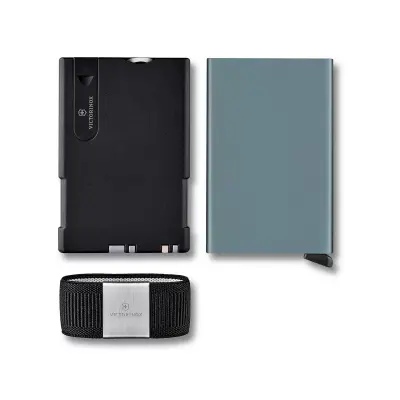 Cartera Tarjetero De Aluminio Victorinox Smart Card Wallet Con Navaja - Gris