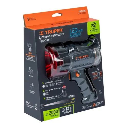 Faro Truper Recargable De Led De 2000 Lumenes Lare-2000 102418