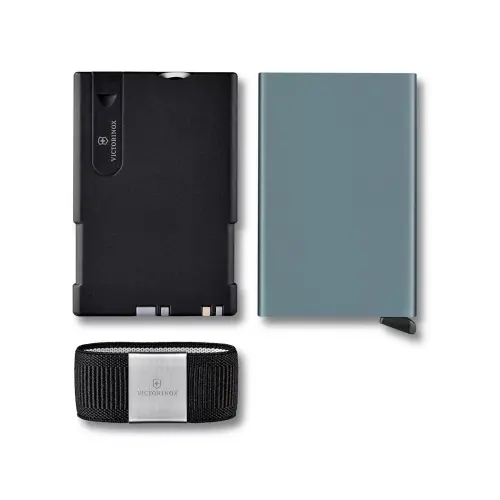 Cartera Tarjetero De Aluminio Victorinox Smart Card Wallet Con Navaja - Gris